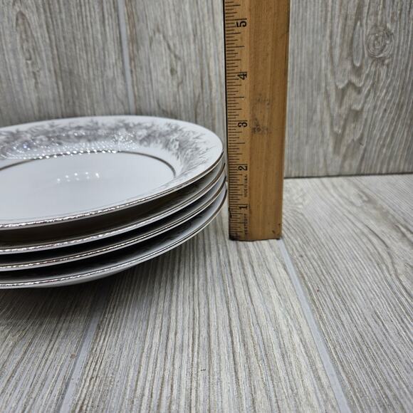 Set Of 4 Sango Florentine Rim Soup Bowl 7 5/8" Vintage Japan Platinum Trim - Picture 5 of 7